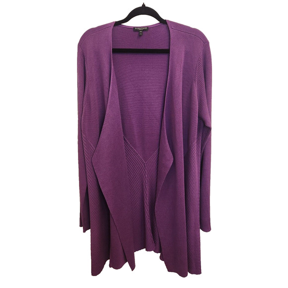 Eileen Fisher Sweaters - Eileen Fisher Womens Cardigan Silk Blend Long Line Size 2X Purple Plum Ribbed